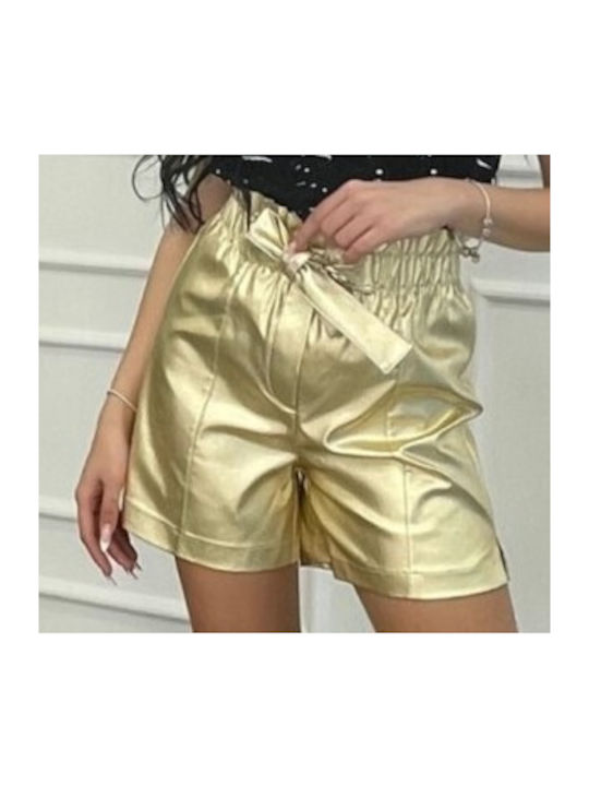 Voice Women's Leather High-waisted Shorts Gold