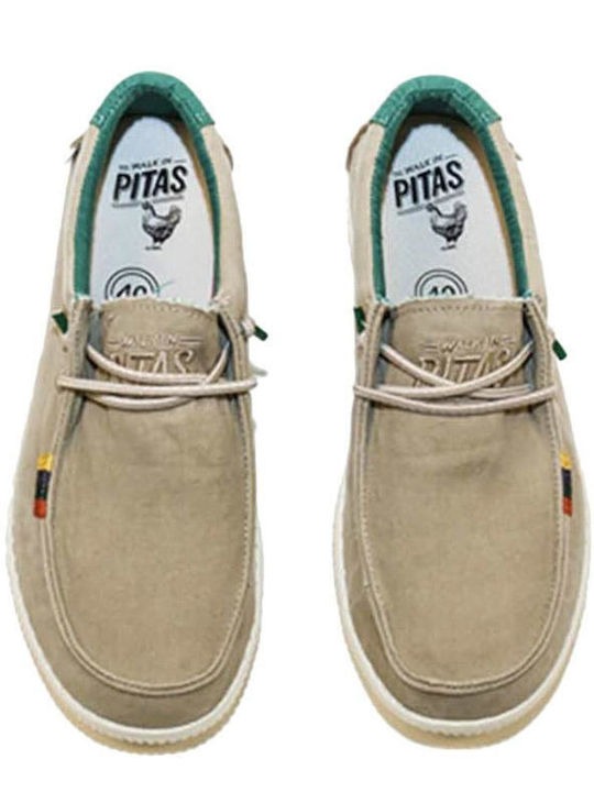 Walk In Pitas Men's Boat Shoes Flag Beige