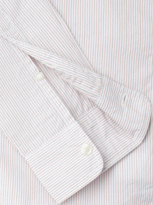 Long Sleeve Cotton Shirt in Narrow Fit White