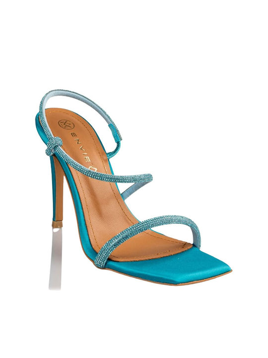 Envie Shoes Damen Sandalen mit Dünn hohem Absatz in Grün Farbe