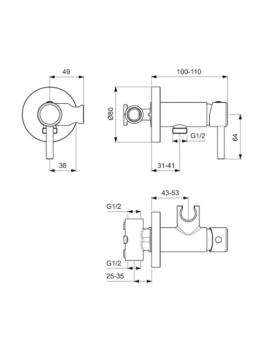 Ideal Standard Idealspray Επιτοίχια Μπαταρία Μπιντέ