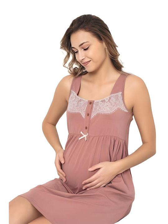 Angel's Secret Nightgown for Maternity Hospital & Breastfeeding Pink