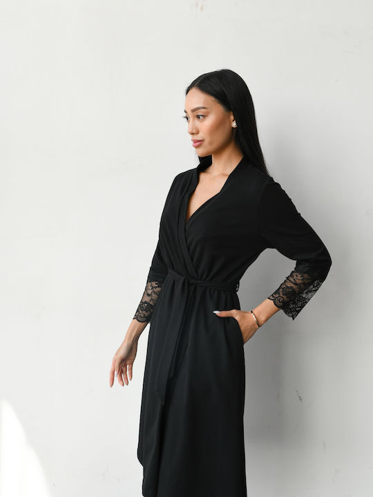 EasyMum Nightdress with Maternity Robe & Nursing Black