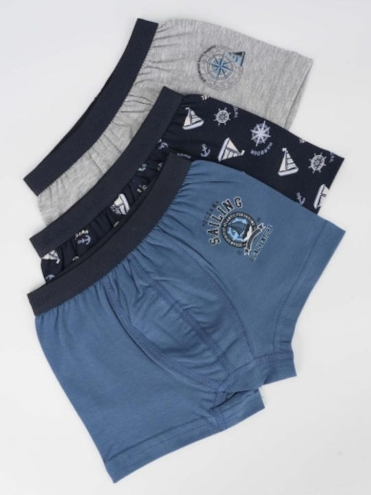 Katamino Set of Kids' Boxers Blue, Blue and Grey 3pcs