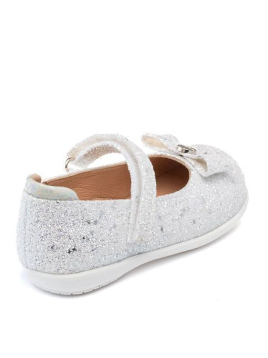 Scarpy Kids Leather Ballerinas with Elastic Strap White