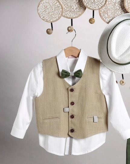 New Life Boys Baptism Suit with Vest 6pcs Khaki