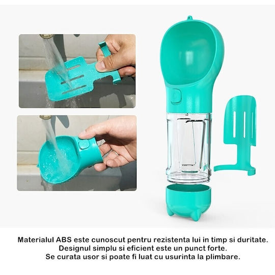Plastic Sticlă Mâncare & Apă pentru Câine & Pisică 300ml 10.16cm în Culoare Turcoaz
