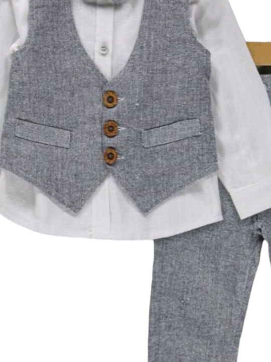 Babydom Costum de Botez cu Vestă pentru Băiat Lin Albastru