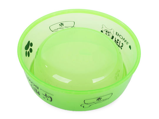 Plastic Bol Mâncare & Apă pentru Câine pe Bază 600ml 18cm în Culoare Verde