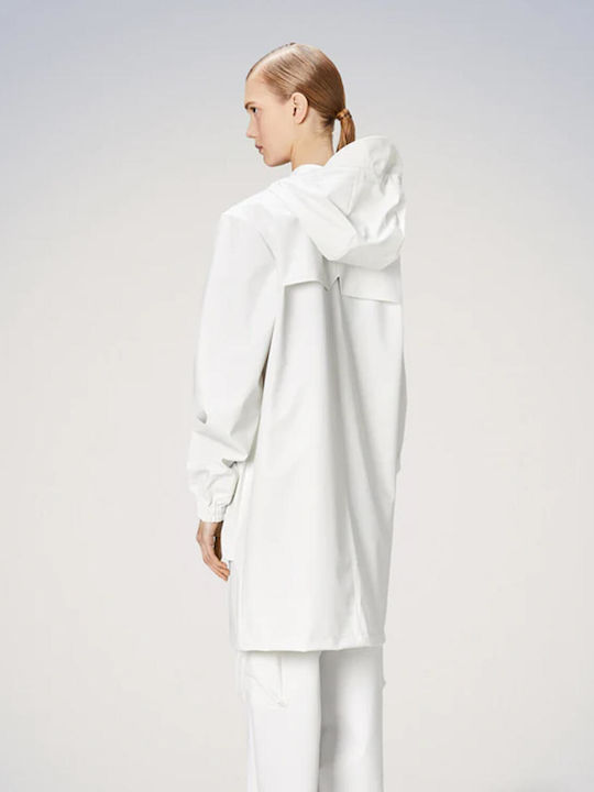 Rains Women's Long Lifestyle Jacket Waterproof for Winter White