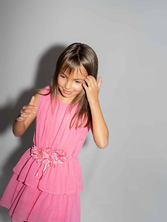 Children's Dress Sleeveless Set with Accessories Fuchsia