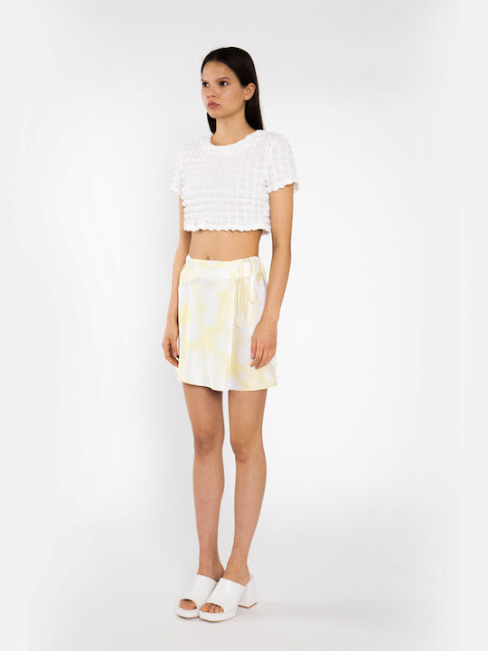 Women's Summer Crop Top Cotton Short Sleeve White
