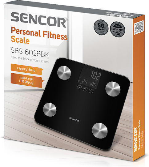 Sencor Digital Bathroom Scale with Body Fat Counter Black SBS 6026BK