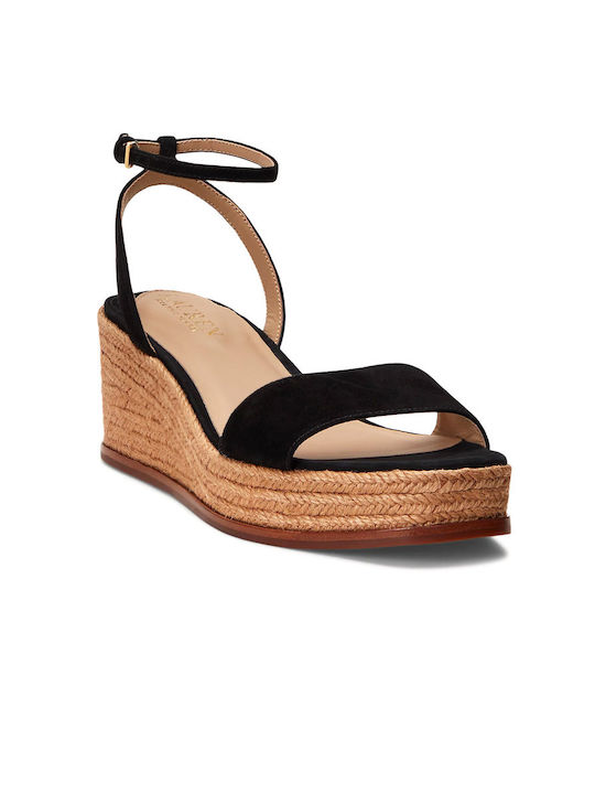 Ralph Lauren Platforme dama în stil espadrile Negre