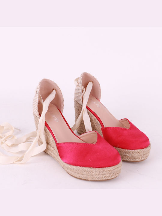 Plato Platforme dama în stil espadrile Fuchsia