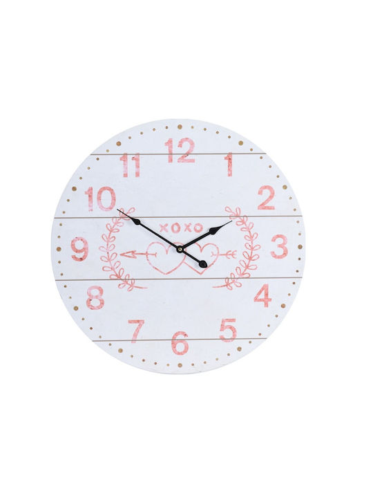 Excellent Houseware Ρολόι Τοίχου Ξύλινο Λευκό 55x56.5cm