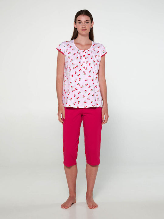 Vamp Summer Women's Pyjama Set Cotton Pink Blossom