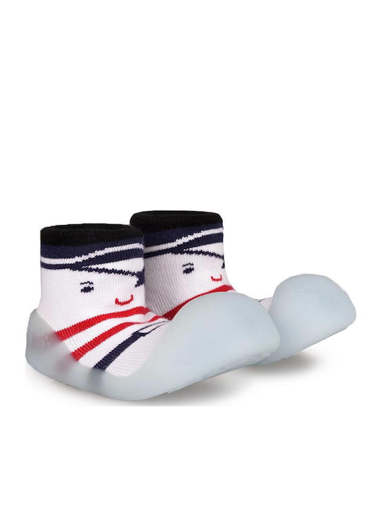 BigToes Kinder Haussocken White/Navy/Aqua