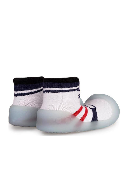 BigToes Kinder Haussocken White/Navy/Aqua