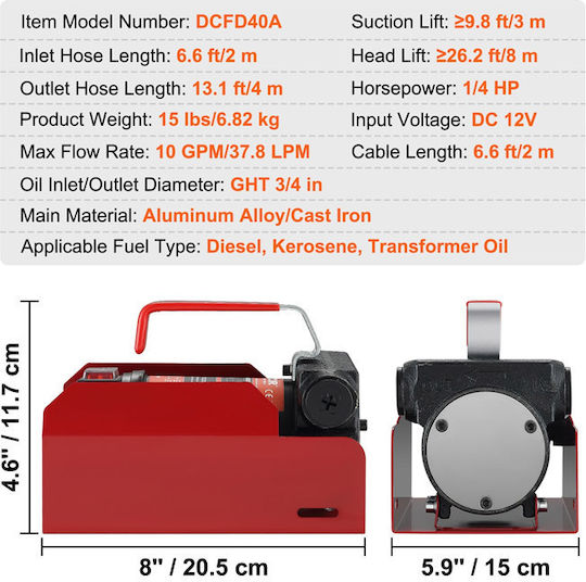 Vevor Electric Car Transfer Pump for Water / Diesel 12V