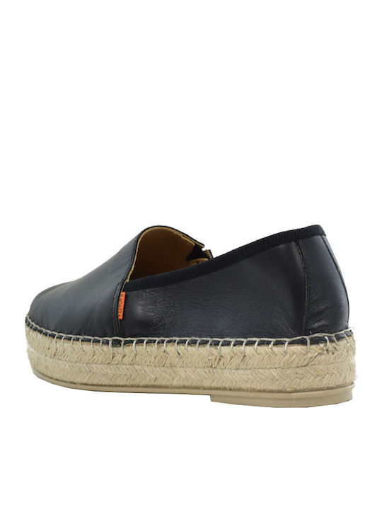 Women's Leather Espadrilles Black