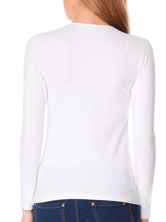 Jadea Women's Long Sleeve Cotton T-Shirt White