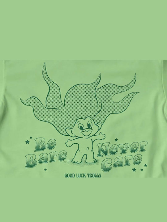 Paperinos Good Luck Trolls - Be Bare Never Care T-shirt Πράσινο Βαμβακερό