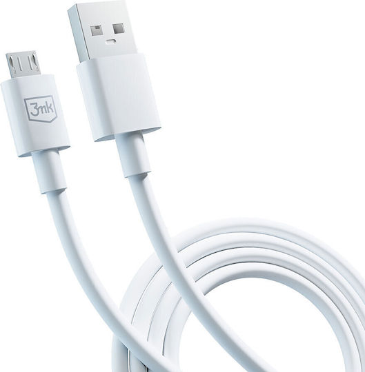 3MK Regular USB 2.0 to micro USB Cable Λευκό 1.2m