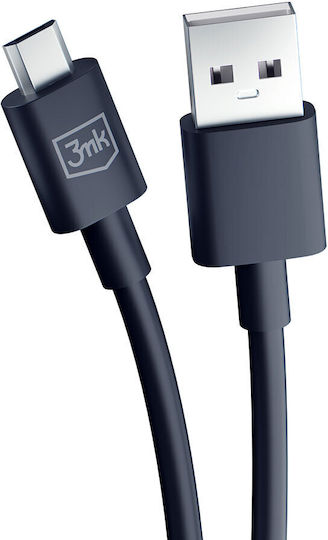 3MK Regular USB 2.0 to micro USB Cable Μαύρο 1.2m