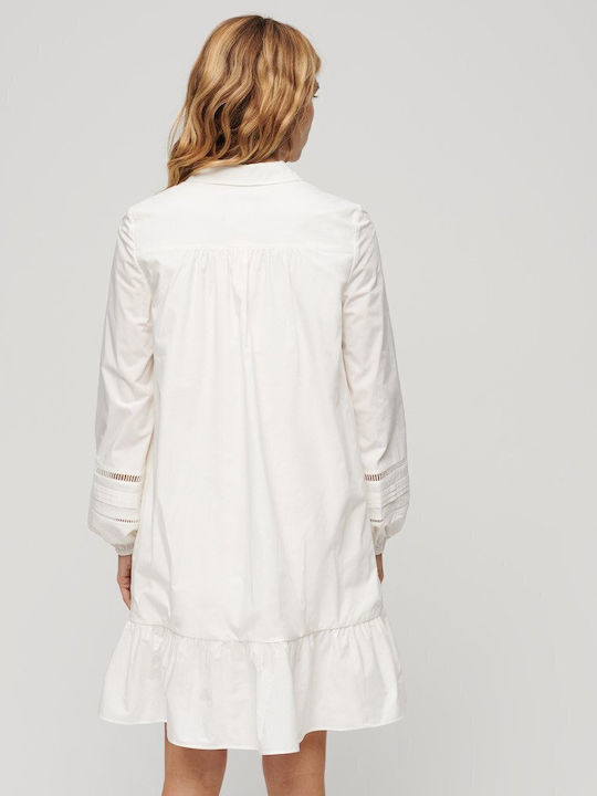 Superdry Mini Rochie cu cămașă Rochie Chalk White