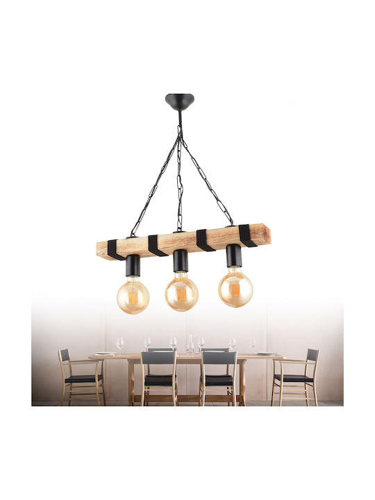 Klikareto Pendant Light Three-Light Rail for Socket E27 Black