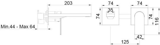 AQG Built-in Mixer & Spout Set for for Bathroom Sink Gold