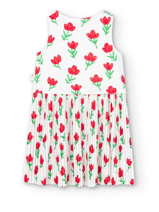 Boboli Kids Dress Floral Sleeveless White