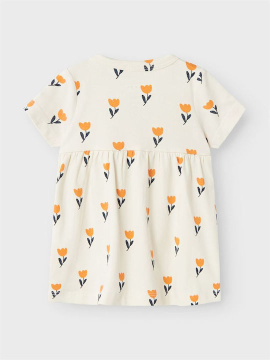 Name It Mädchen Kleid Kurzärmelig Orange Tulips