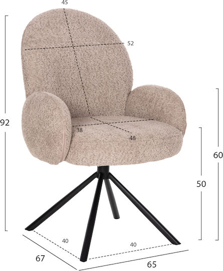 Armchair Winon 65x67x92cm Beige Armchair Winon 65x67x92cm Beige