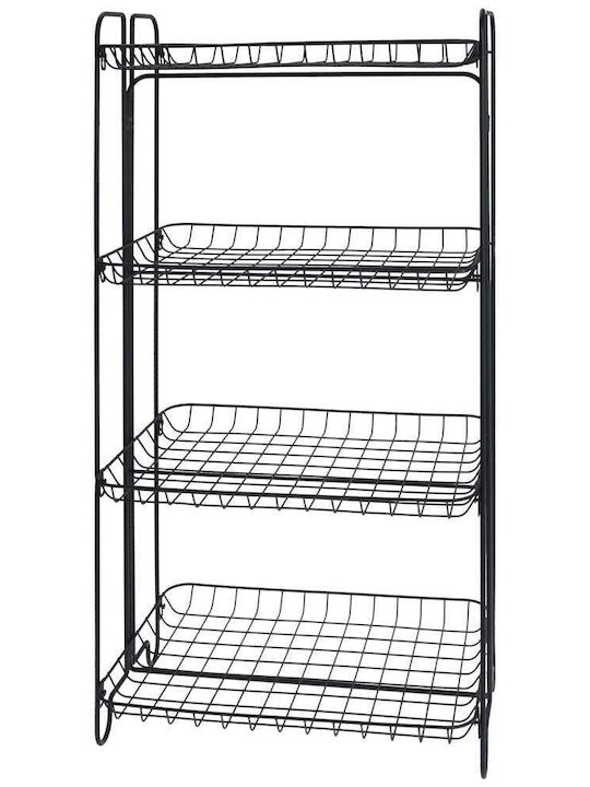 Koopman Raft De Bucătărie Metalic Cu 4 Locuri Negru 49x33x90cm