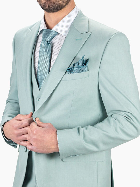 Men's Summer Suit with Vest Green