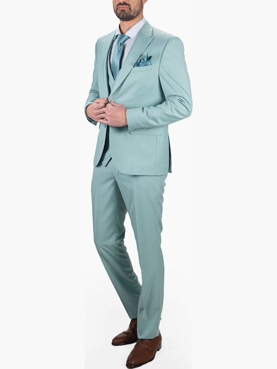Men's Summer Suit with Vest Green