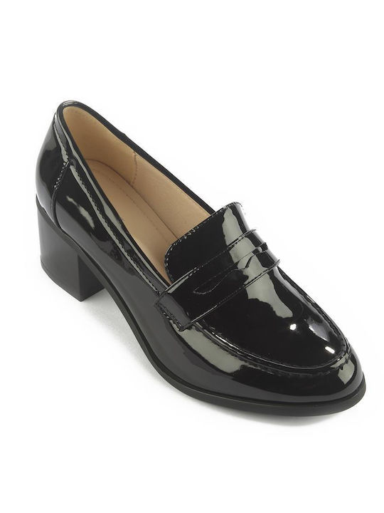 Fshoes Patent Leather Black Medium Heels