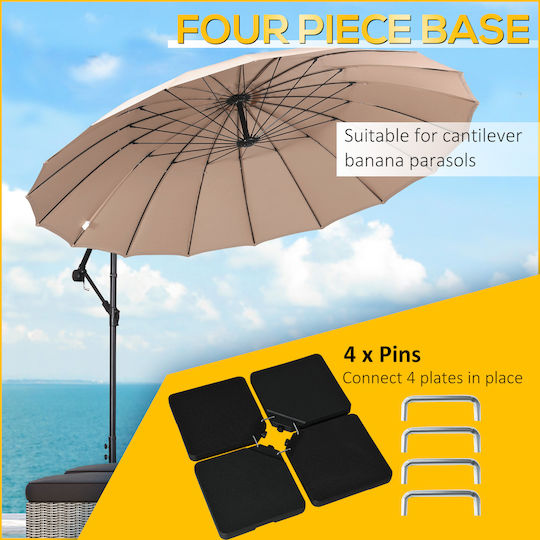 Outsunny Bază de Umbrelă Cruce Neagră