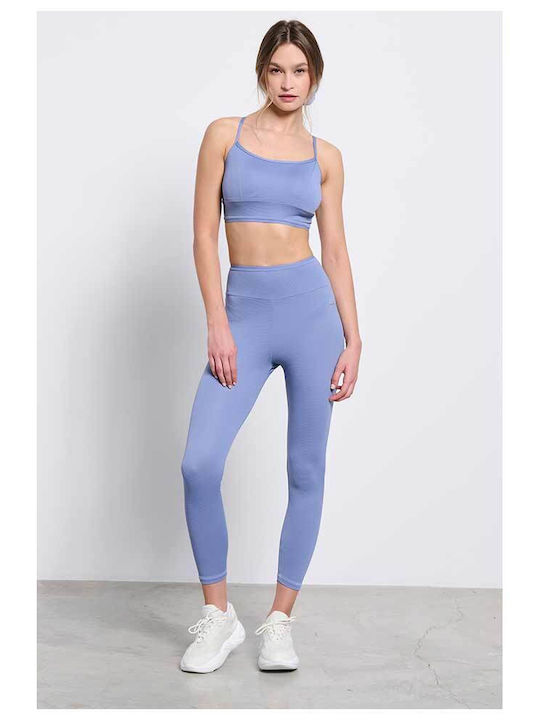 Waffle Women's Bra without Padding Light Blue