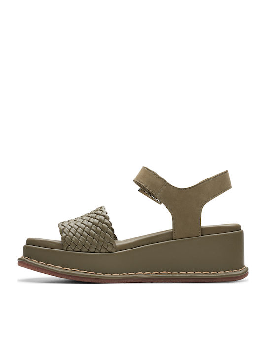 Kimmei Women's Synthetic Leather Platform Shoes Khaki