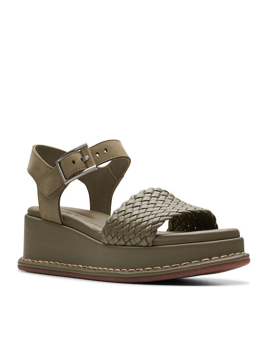 Kimmei Women's Synthetic Leather Platform Shoes Khaki