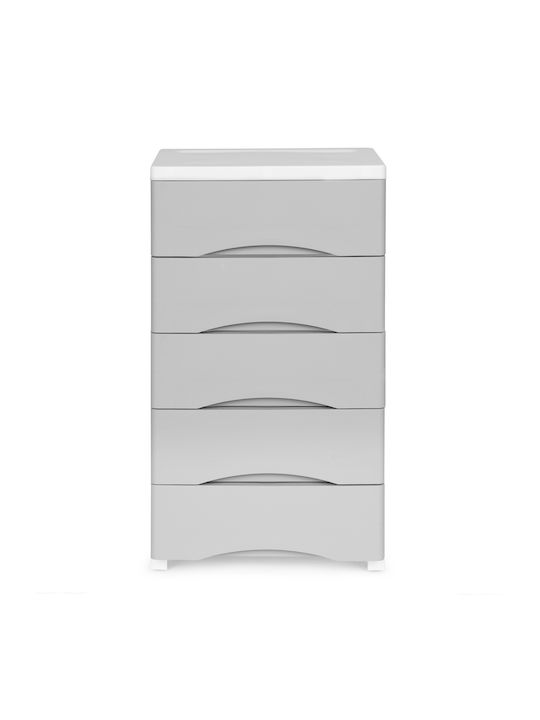 Kids Chest of Drawers Gray with 5 Drawers 39x27x75cm