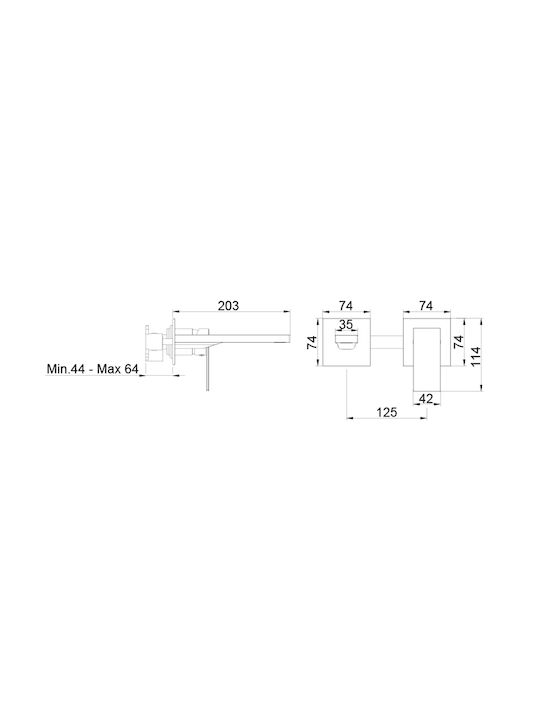 AQG Built-in Mixer & Spout Set for for Bathroom Sink Silver