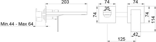 AQG Built-in Mixer & Spout Set for for Bathroom Sink Silver