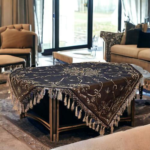 Linea Home Tischdecken Set 5Stücke Saira Schwarz / Gold