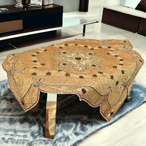 Set de Măsuțe Linea Home În Carouri 4 Bucăți Amber Auriu