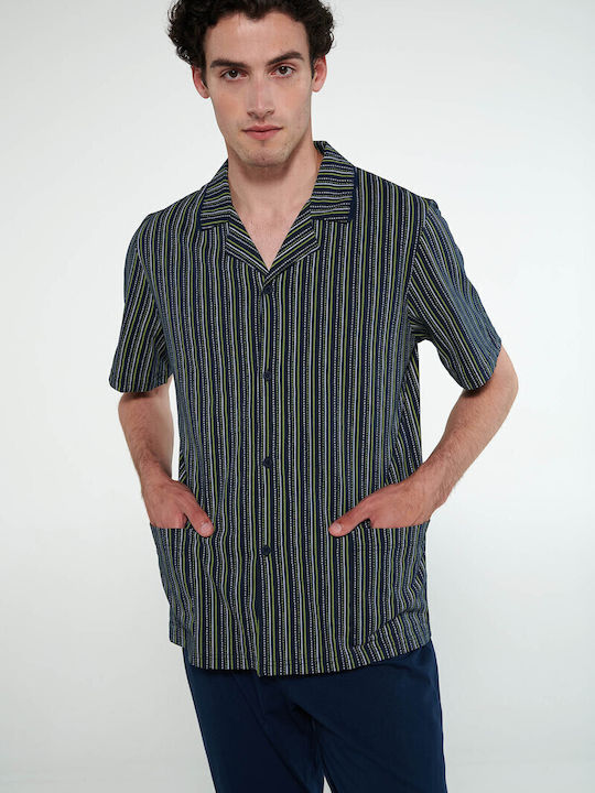 Vamp Καλοκαιρινή Ανδρική Πιτζάμα Βαμβακερή DarkBlue
