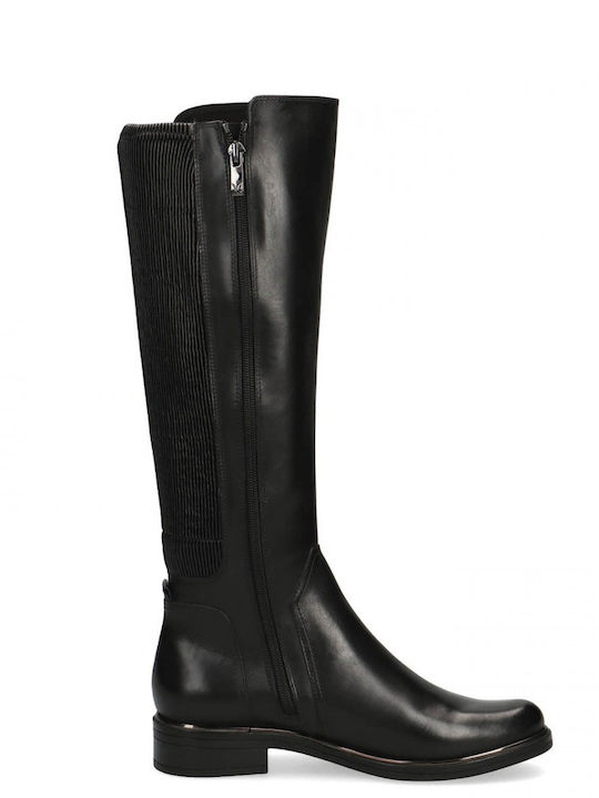 Leather Riding Boots with Zipper Black